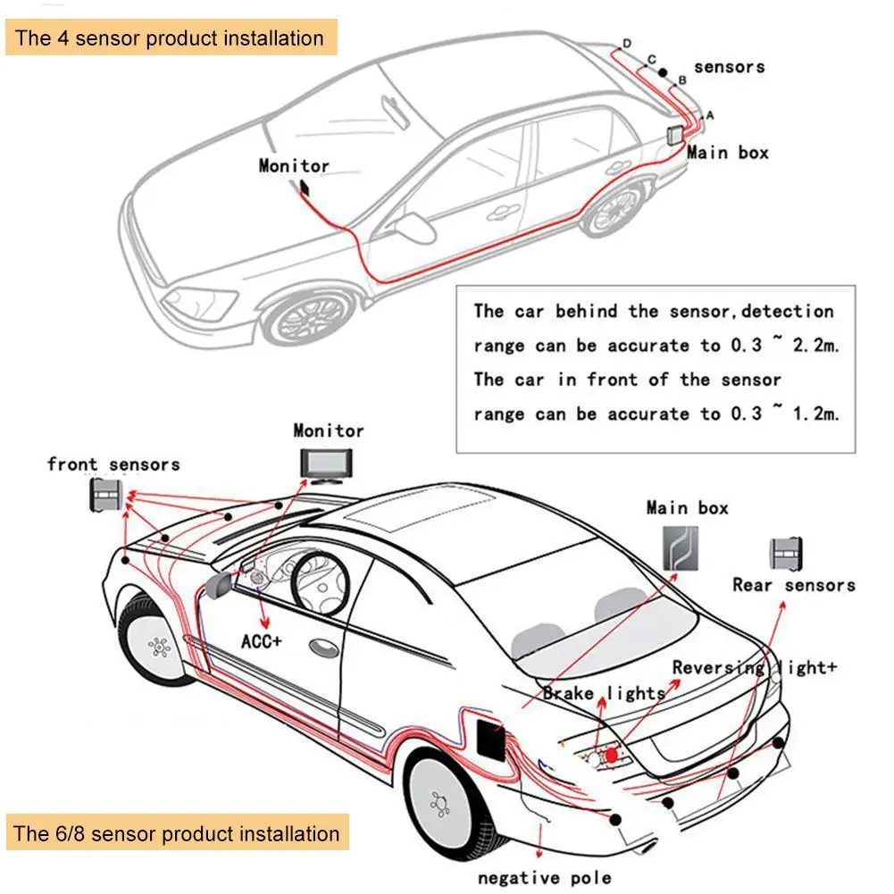 Visible Full Digital Distance Display Reversing Radar LCD Car Parking Sensor Kit A10 Fit All Cars
