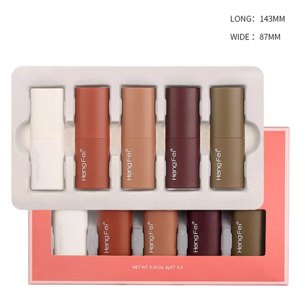 

FRESHME 5Pcs/Set Professional Matte Lipstick Makeup Waterproof Velvet Sexy Red Lip Tint Long Lasting Lipstick Woman Cosmetic Kit
