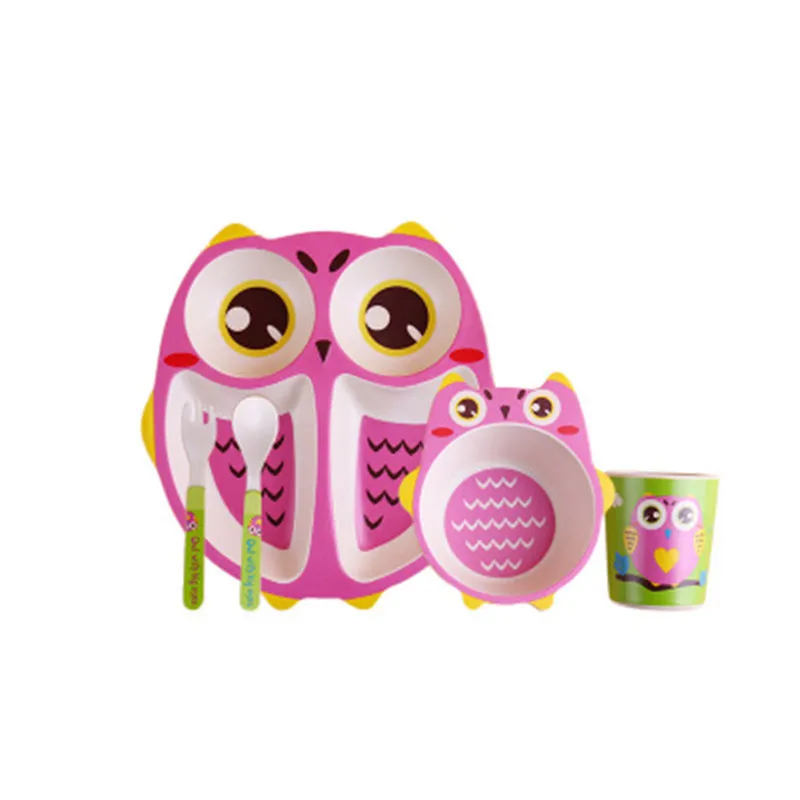 ideacherry 5Pcs/Set Baby Dish Tableware Set Eco Bamboo Fiber Bowl with Cup Spoon Plate Fork Feeding Dishes for Kid Utensils Gift ideacherry 5Pcs/Set Baby Dish Tableware Set Eco Bamboo Fiber Bowl with Cup Spoon Plate Fork Feeding Dishes for Kid Utensils Gift