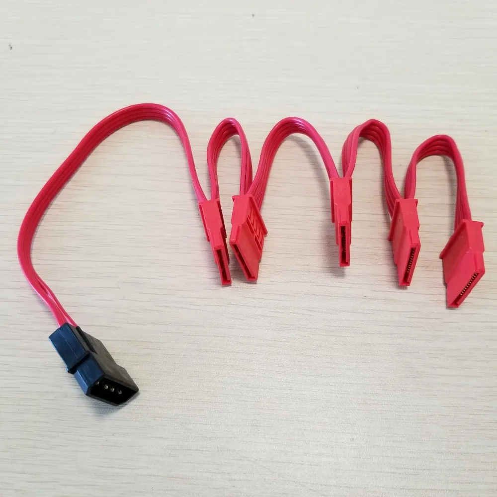 

PC Computer DIY 4Pin IDE Molex 1 to 5 15Pin SATA Splitter Hard Drive Power Cable Cord 18AWG Red