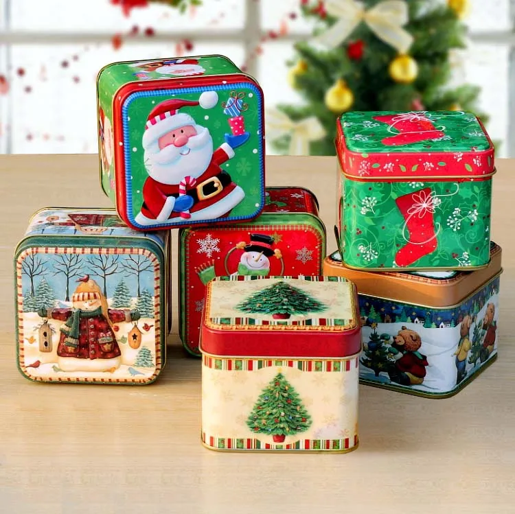 6Pcs/Lot Christmas Series Mini Cute Candy Small Tin Box Put Gift Inside