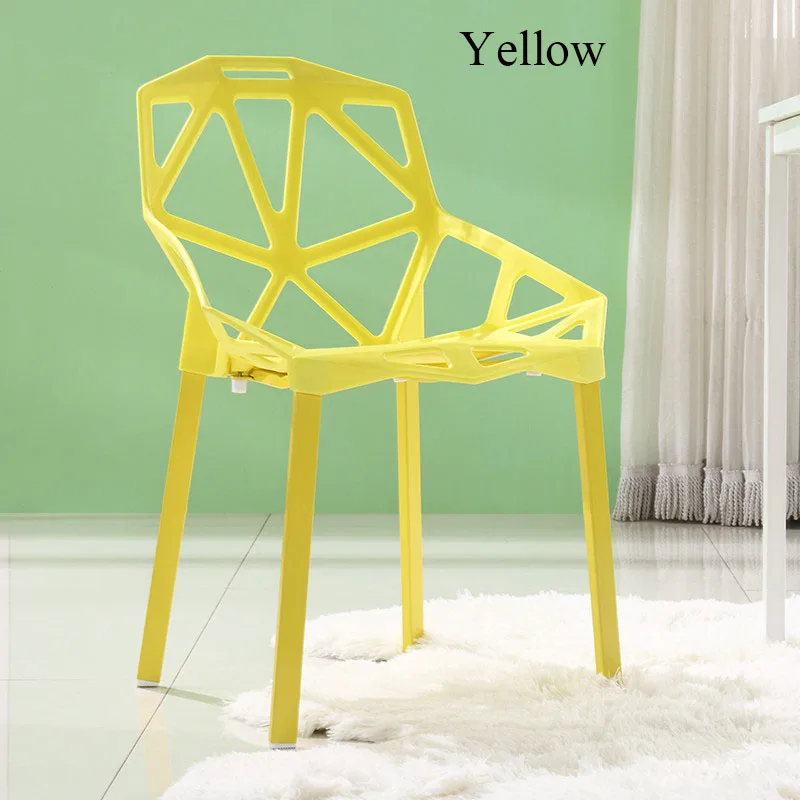 Современный минималистичный пластиковый стул, Скандинавская модная мебель, обеденный стол, стул с геометрическим узором, открытый стул для переговоров - Цвет: Цвет: желтый