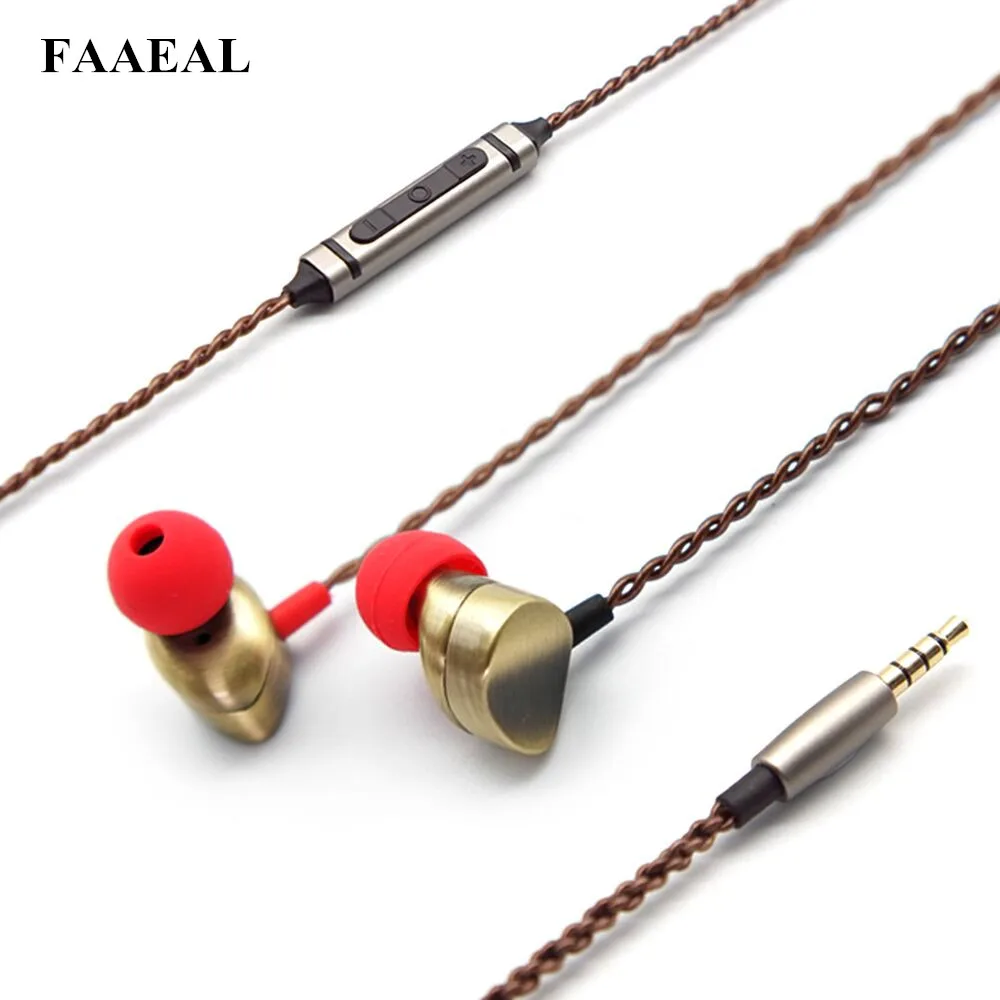 

FAAEAL Compound Diaphragm Dynamic Earphone Stereo Bass Metal Headset with Microphone Rock DJ Monitor Audio Earbuds for Xiaomi/LG