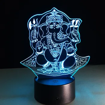 

India Lord Elephant Christmas 3D LED Night Light Visual 7 color Changing illusion RGB Table Desk Lamp Children Birthday Gift