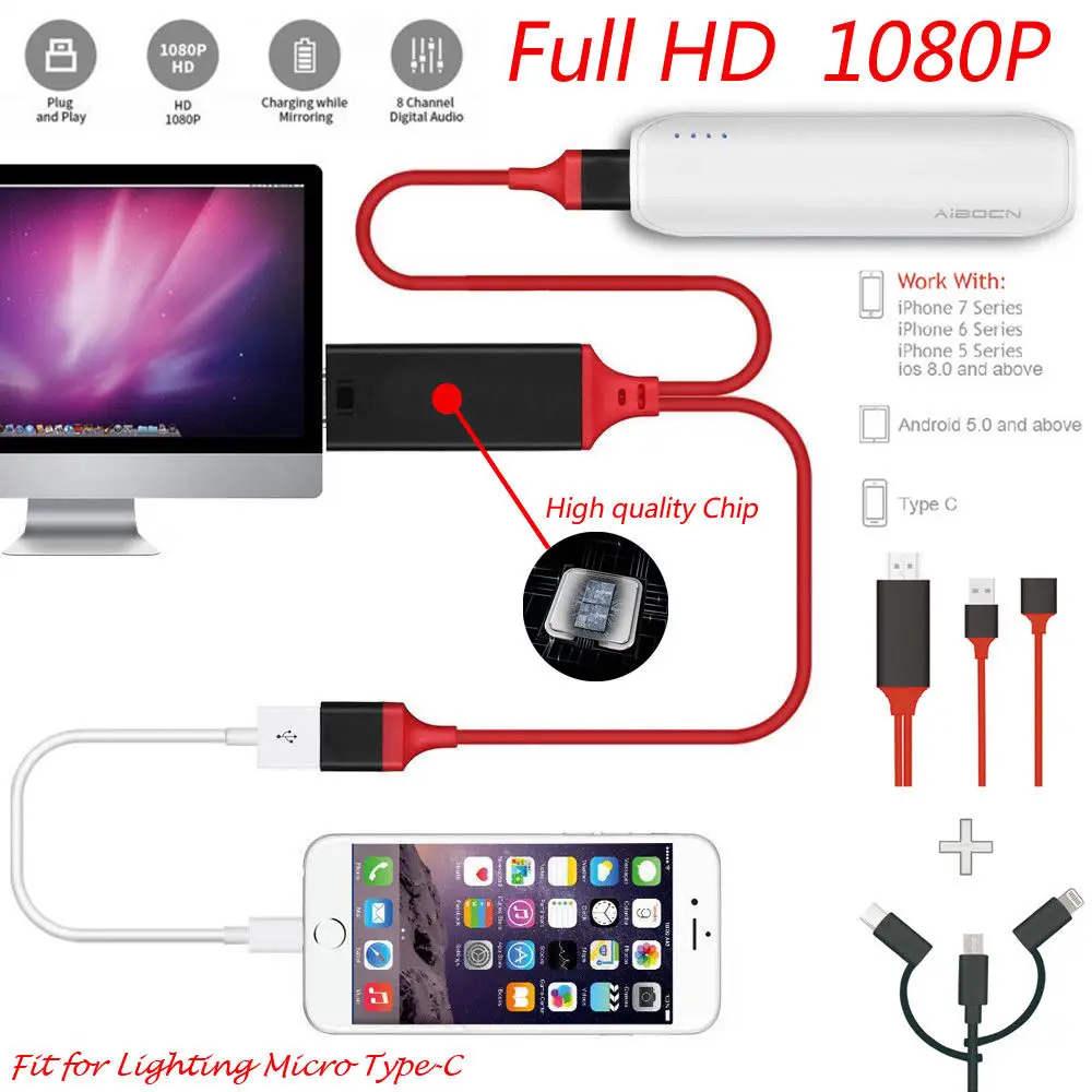 USB-C 3,1 type C к HDMI ТВ HD ТВ кабель HD 1080P DMI конвертер адаптер Кабели USB кабель для iPhone HD ТВ цифровой AV