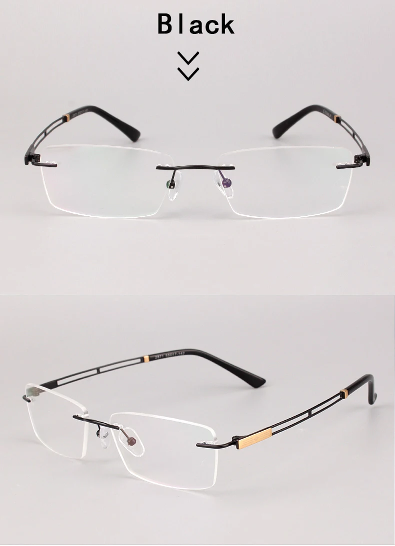 Новые модные чистые титановые очки при близорукости оптические Рецептурные очки мужские без оправы 2871