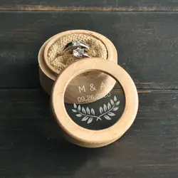 На заказ кольцо шкатулка, индивидуальное обручальное кольцо коробка, деревянный держатель кольца коробка, деревенская Свадьба