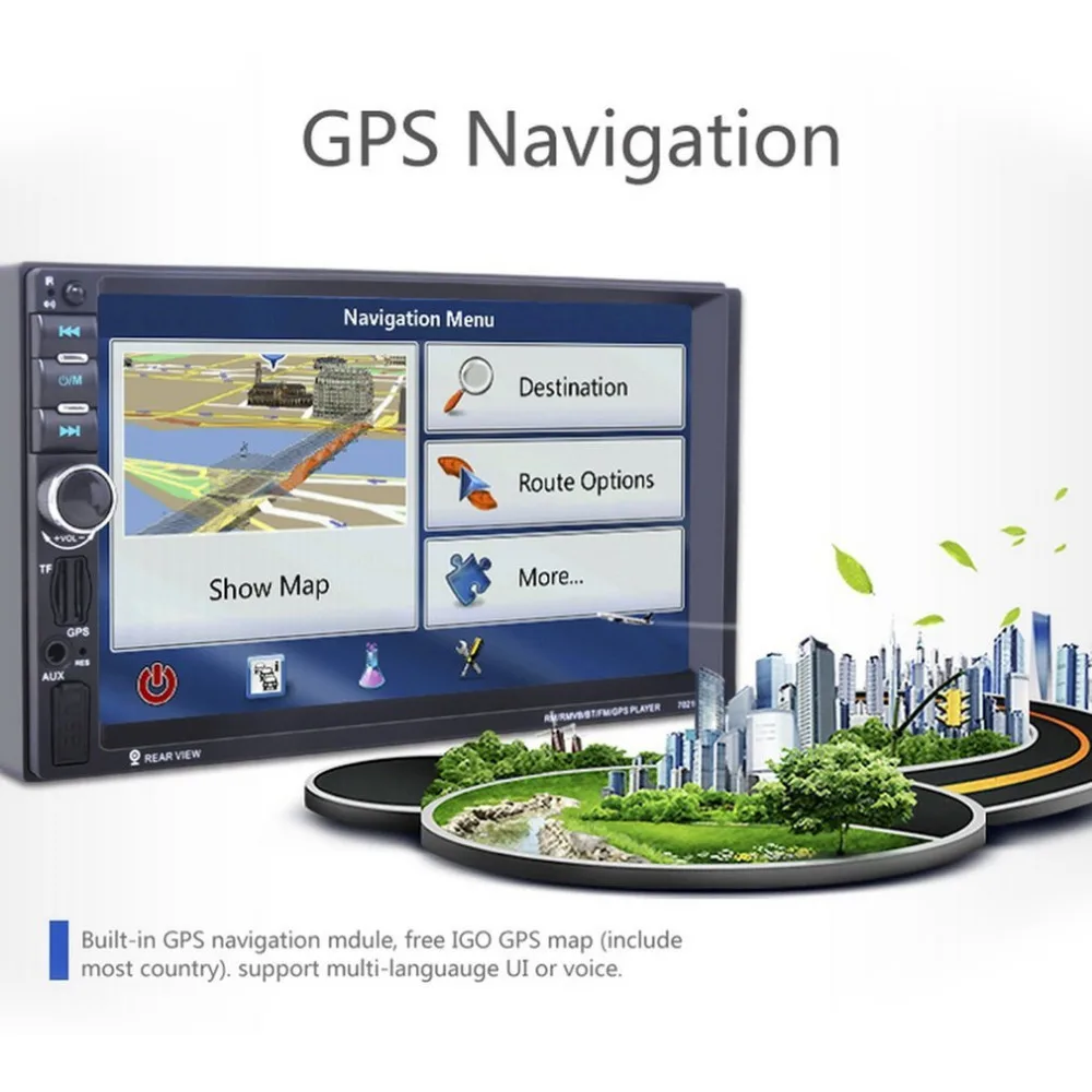 

Universal 7021GM GPS Navigation 1080P HD Digital Screen Car MP5 Player Bluetooth Stereo Radio 7 Inch (not DVD )