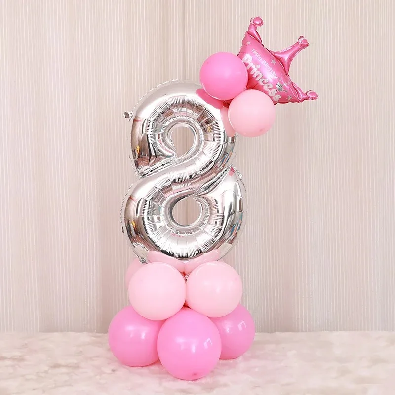 32 дюйма Корона Numeber Алюминий Фольга шар для детского День рождения Baby Shower Anniversaire Украшенные воздушные шары