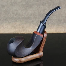 Meilleur tuyau en bois d'ébène 9mm filtre tuyau de fumer tuyau de tabac de Style chinois avec 10 outils à la main plié en bois tuyau outil de fumée