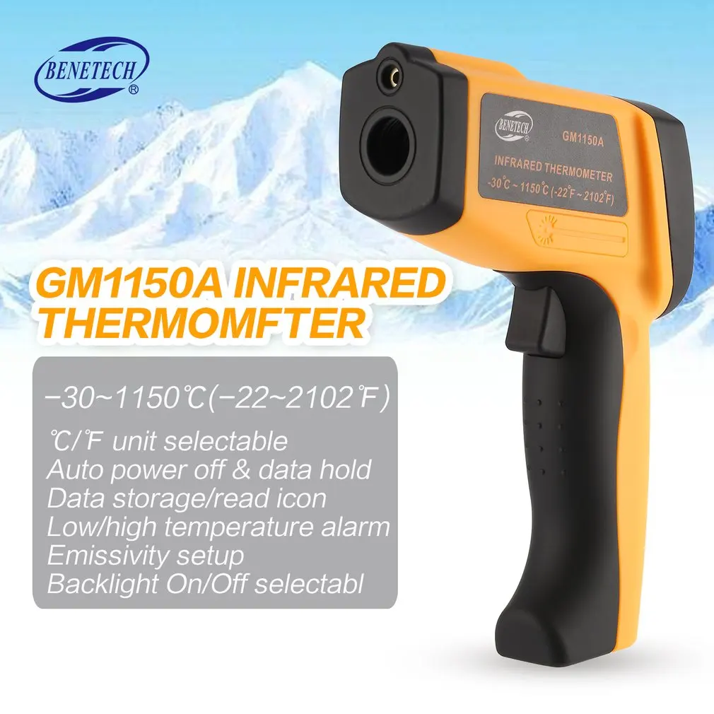 

BENETECH 50:1 GM1150A Infrared Thermometer Non Contact Infrared Temperature Pyrometer IR Laser Point Gun -30~1150 Degree