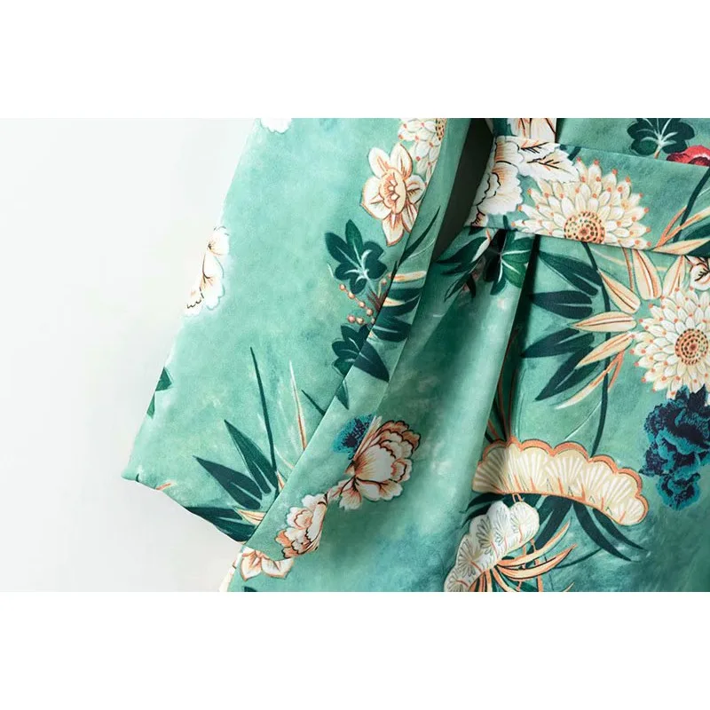 Waist Fastened with Trim Skinny Suit Jacket Green Bottom Printed Mid-long Blouse 2019 Spring New Women's Long Sleeveblazers Waist Fastened with Trim Skinny Suit Jacket Green Bottom Printed Mid-long Blouse 2019 Spring New Women's Long Sleeveblazers