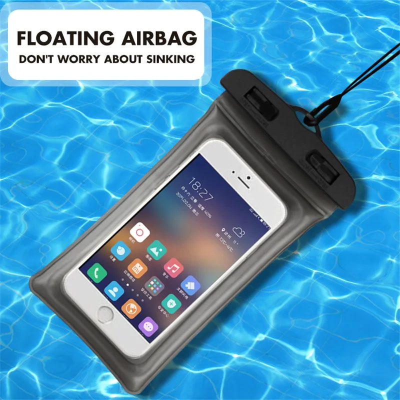

Universal 6.5 Inch Floating Airbag Swimming Bag Waterproof Mobile Phone Pouch Cell Phone Case For Swim Diving Surfing Beach Use