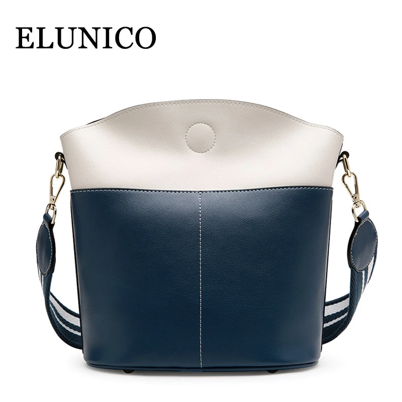 

ELUNICO Summer 2018 New Patchwork Small Crossbody Bag Ladies Split Leather Large Capacity Messenger Shoulder Bags Sac A Main