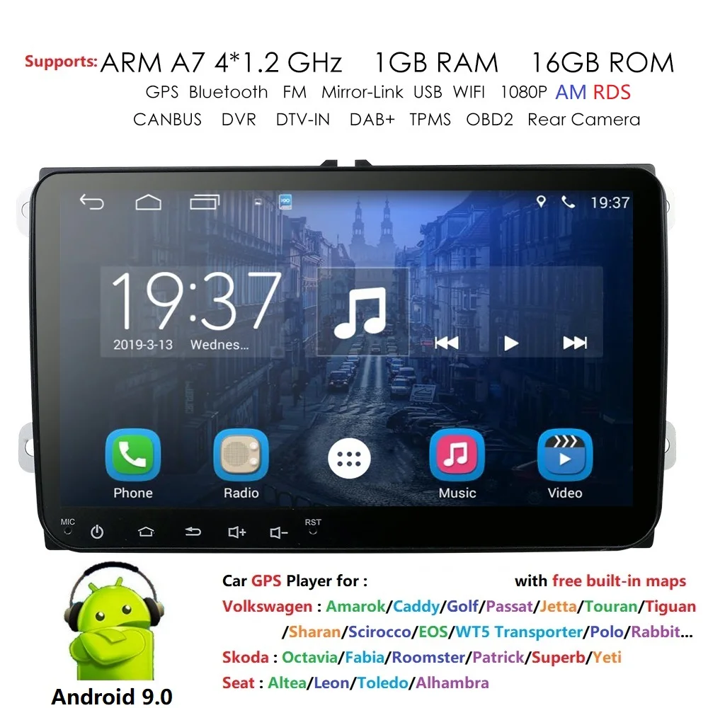 2 din 9 'ɺndroid 0 RDS AM Автомагнитола Стерео GPS Navi forVW Passat B6 CC Polo GOLF 5 6 Touran J etta Tiguan Magotan