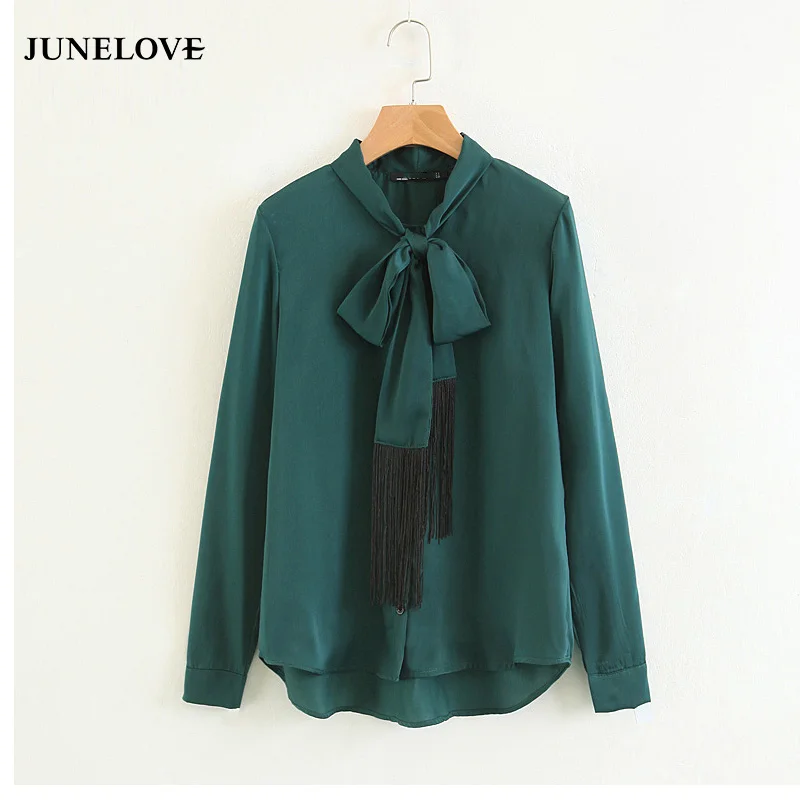 2019 new Blusas Feminina 2019 New Arrival Bow Tassel