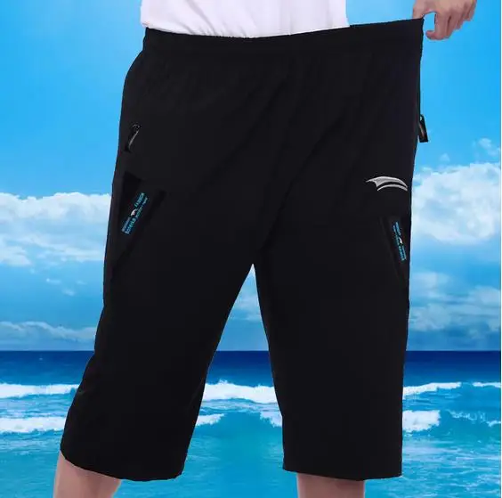 Высокое качество шорты размера плюс 6XL 5XL Для мужчин удобрения толстяк капри; брендовые свободные летние шорты Для мужчин быстросохнущие Для мужчин для бега, размер s - Цвет: K23 black 7 pants
