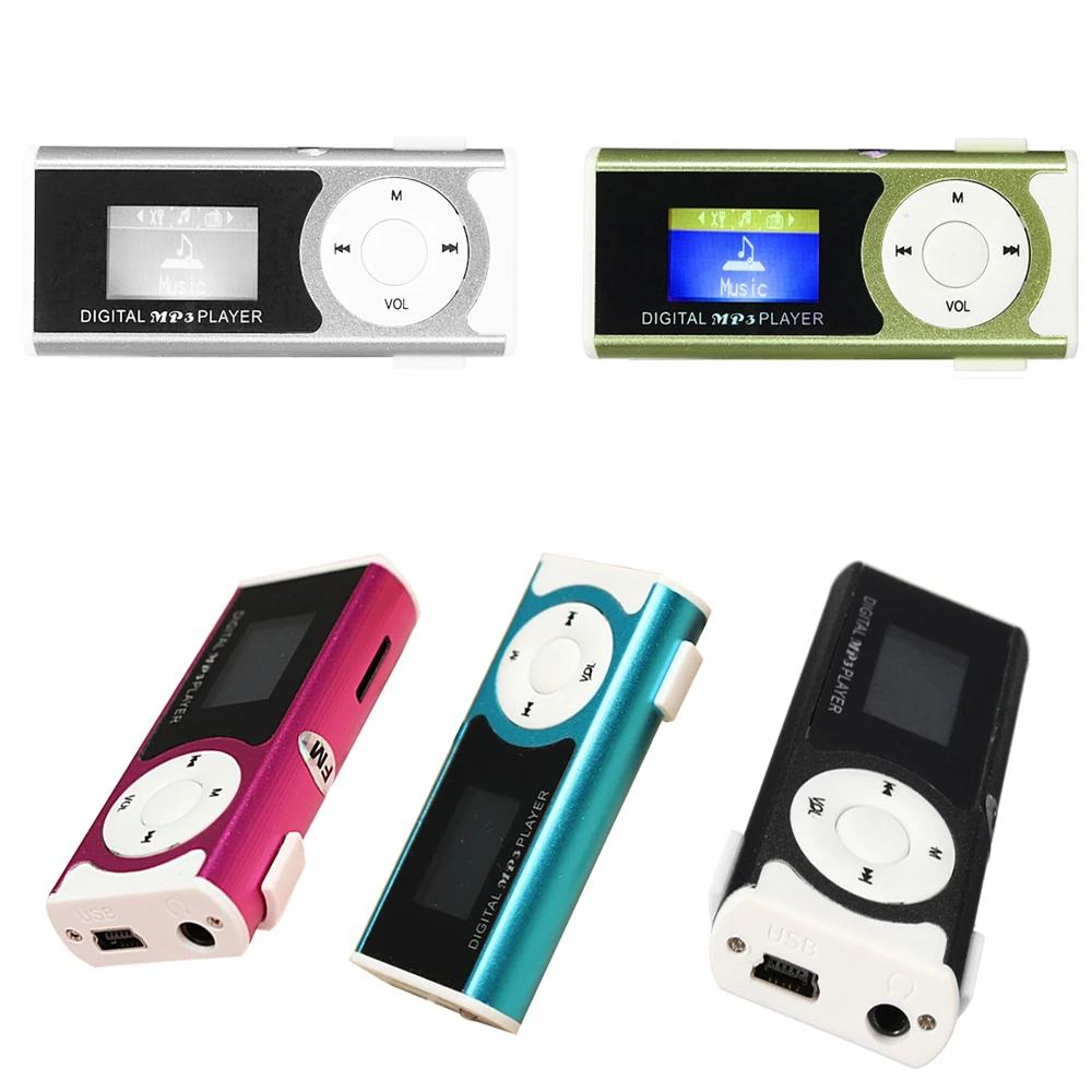AAAE Top Mini USB Clip LCD MP3 Music Player With LED Light Support 16GB Micro SD TF Card(Blue/Rose red/Silver/Black/Green) | Электроника
