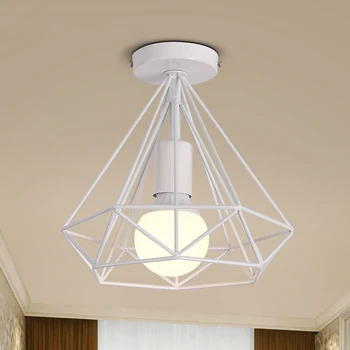 

modern black birdcage ceiling lights iron minimalist retro ceiling lamp Scandinavian loft pyramid lamp metal cage with led bulb