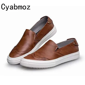 

New 2017 High Quality Genuine Leather Men's Casual Flats Shoes Slip-on Bullock Retro Man Oxfords Driving Shoes Sapatos Masculino