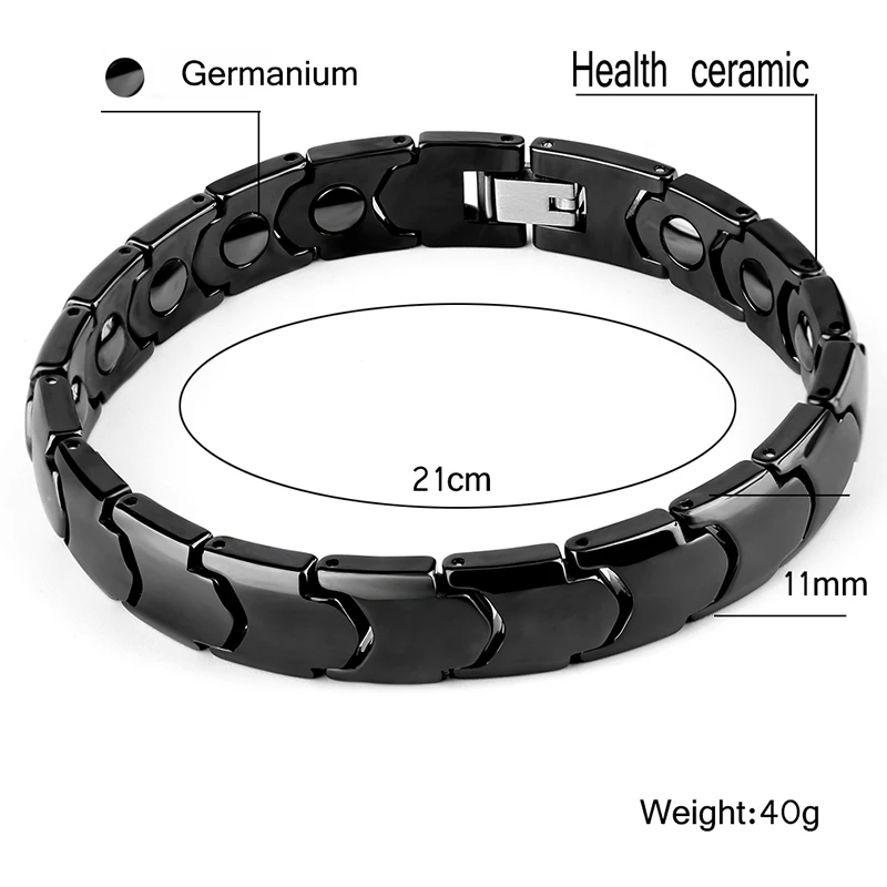 Черный керамический мужской браслет, исцеляющий магнитный браслет, мужской модный браслет Erkek Bileklik из нержавеющей стали, ювелирный подарок
