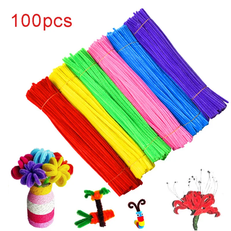 

100PCS Felt Strip Colorful DIY Hand-woven Materials Soft Handmade Braiding Wire Pipe Cleaners Handicraft Weaving Twisted Sticks