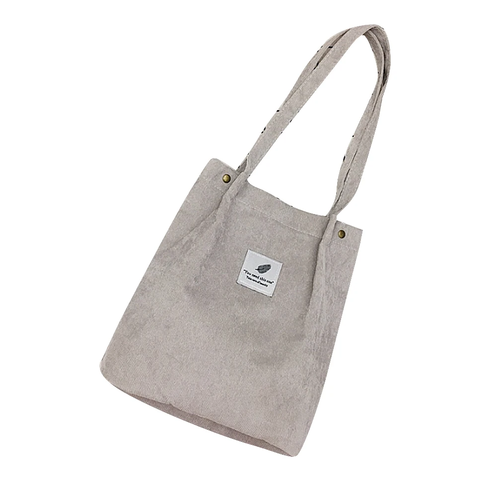 Однотонные вельветовые сумки через плечо, Экологичная сумка для покупок, сумка-тоут, посылка, сумки через плечо, кошельки, повседневные сумки для женщин - Цвет: grey