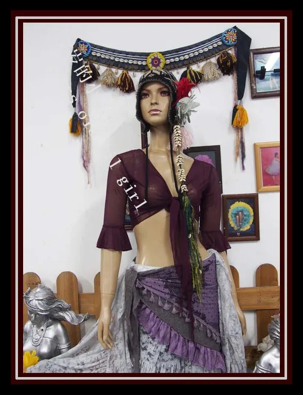

Belly dance top Transparent thin belly danc small flare Blouse Top CD 35