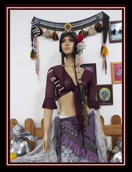 

Belly dance top Transparent thin belly danc small flare Blouse Top CD 35