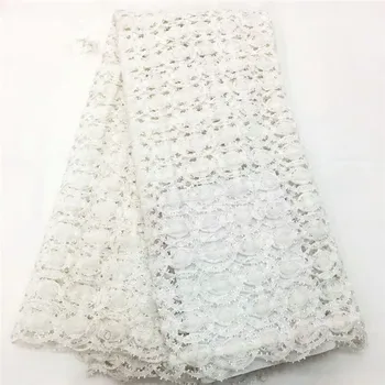 

2018 White Nigerian Rose Applique French Tulle Lace Fabric Embroidered African 3D Mesh French Lace Fabric Material rof65-747