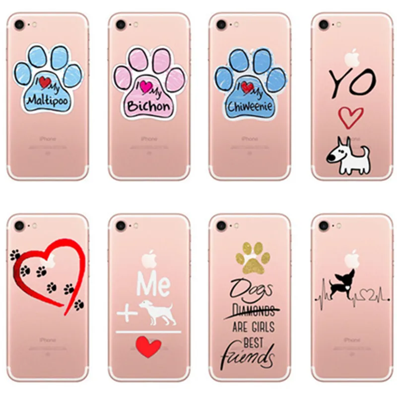 

Funny Paws Print Cat Dog Protective Phone Case For iphone 5S SE 6 6SPlus 7 8Plus X Color English dog claw Case Cover