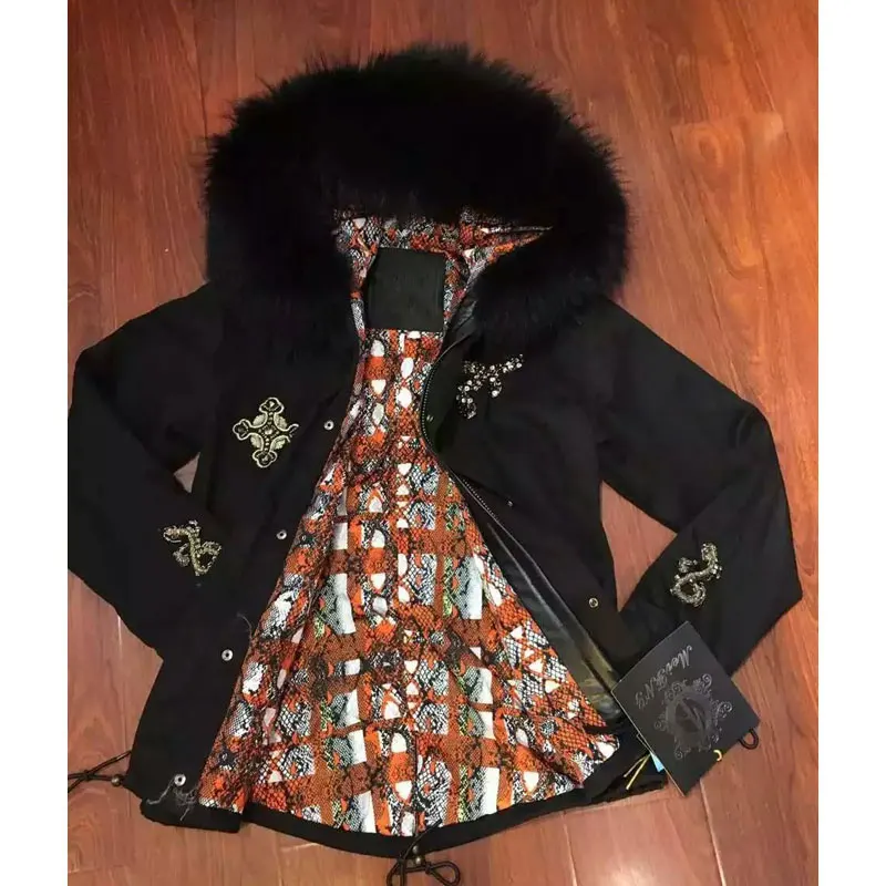 Best Price New Fashion 2016 Snake Beading Black Basic Jacket With Cashmere Lining