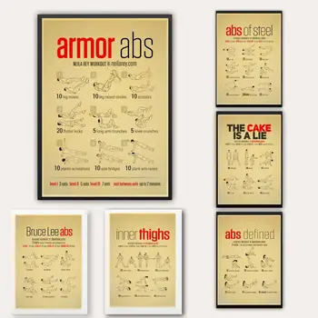

Vintage Poster Abs Workouts Painting Retro Poster Kraft Paper For Home Bar Wall Decor