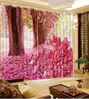 

European Romantic 3D Curtains Elegant Blackout Window Curtain Bedroom Living Room romantic tree leaves Curtains Designs