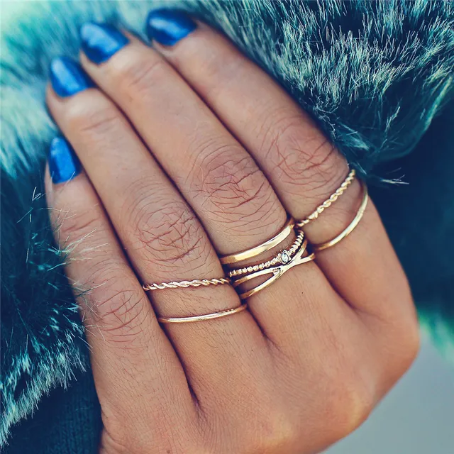 17KM Fashion Gold Color X Knuckle Rings Set For Women Vintage Midi Finger Ring F 17KM Fashion Gold Color X Knuckle Rings Set For Women Vintage Midi Finger Ring F