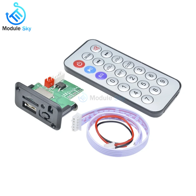 

5V 12V USB MP3 Decoder Board Mini Audio Decoding Module support TF Card songs player + Infrared IR remote control receiver