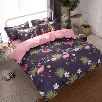 

New Soft Quilt Cover Bed Sheets Pillowcase Bed Linen Set Double Duvet Cover Kids Flamingo Bedding Set Twin Full Queen King Size