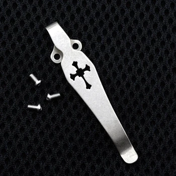 

1PC TC4 Titanium Alloy Folding Knife Clip Cross Shape Knife Button EDC Pocket Clip Accessories Material Belt Flashlight K Sheath