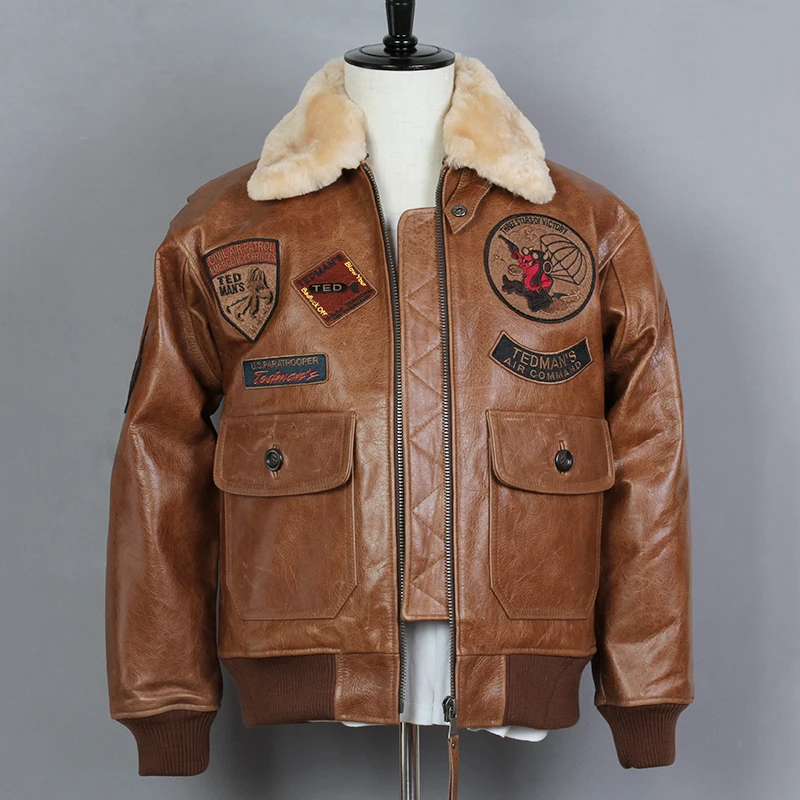 AVIREX FLY Fashion G1 Air Force натуральная кожаная куртка мужская с меховым воротником Cowsikn куртка-бомбер Байкерская мотоциклетная куртка зимнее пальто