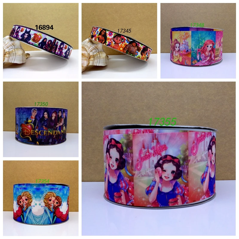 

Free shipping 50 yard per size princess ribbon printed grosgrain ribbon 17355