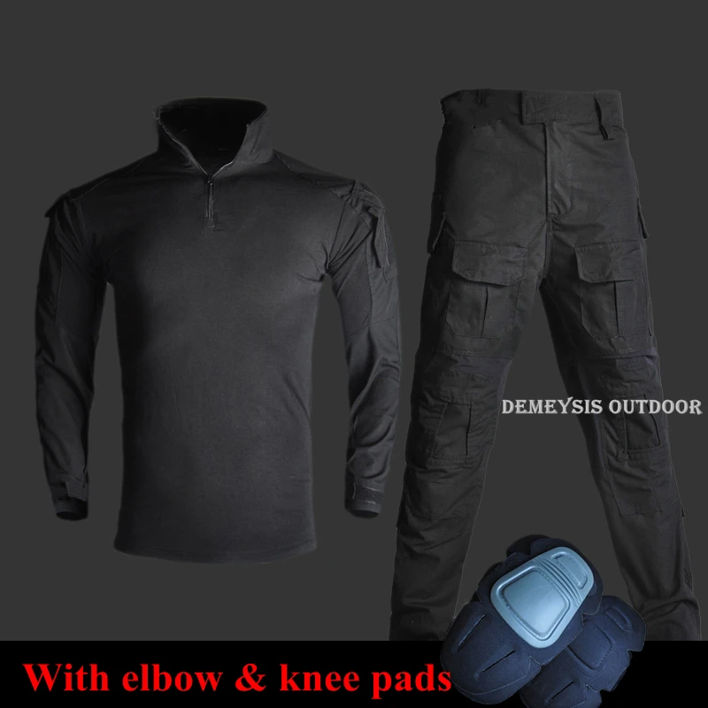 Тактическая камуфляжная форма Gen3 Combat BDU охотничья одежда страйкбол Пейнтбол Одежда с налокотниками наколенники - Цвет: black