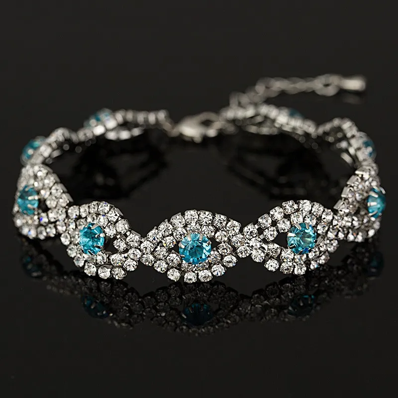 Позолоченные и Серебристые персонализированные хрустальные браслеты-цепочки для женщин B013