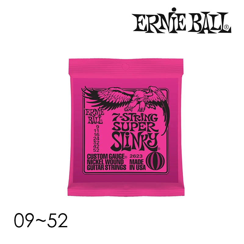 Оригинальный Ernie Ball 2623 7-струнный Супероблегающий с никелевой обмоткой . 009-. 052