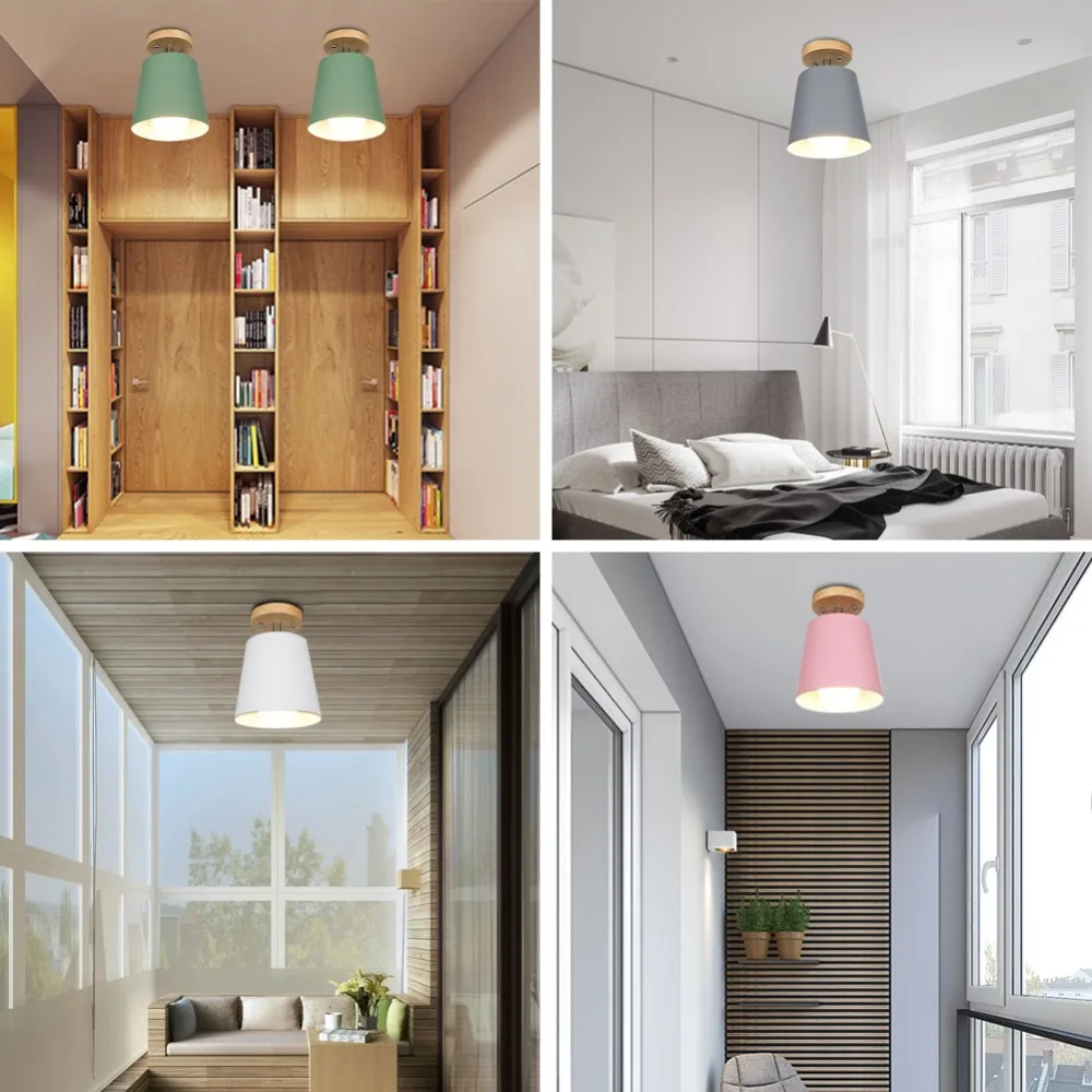  LED Ceiling Light Iron Wood ceiling lamps Nordic Modern Ceiling Lamp for Living Room Bedroom Decora - 32951884811