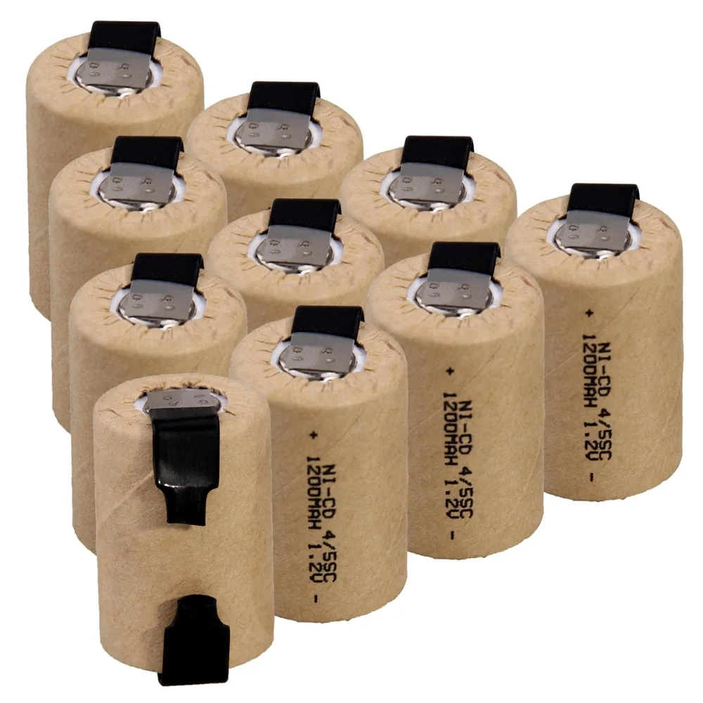 

10 pcs 4/5SC 1200mah 1.2v battery NICD rechargeable batteries for makita bosch B&D Hitachi metabo dewalt for power tools