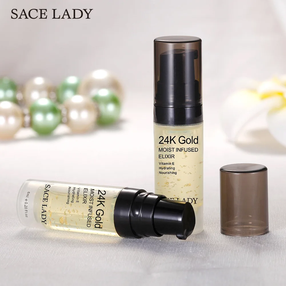SACE LADY 24K Gold Elixir, масло для лица, макияж, Праймер, сыворотка, профессиональная увлажняющая косметика, основа для лица, Maquiagem TSLM1
