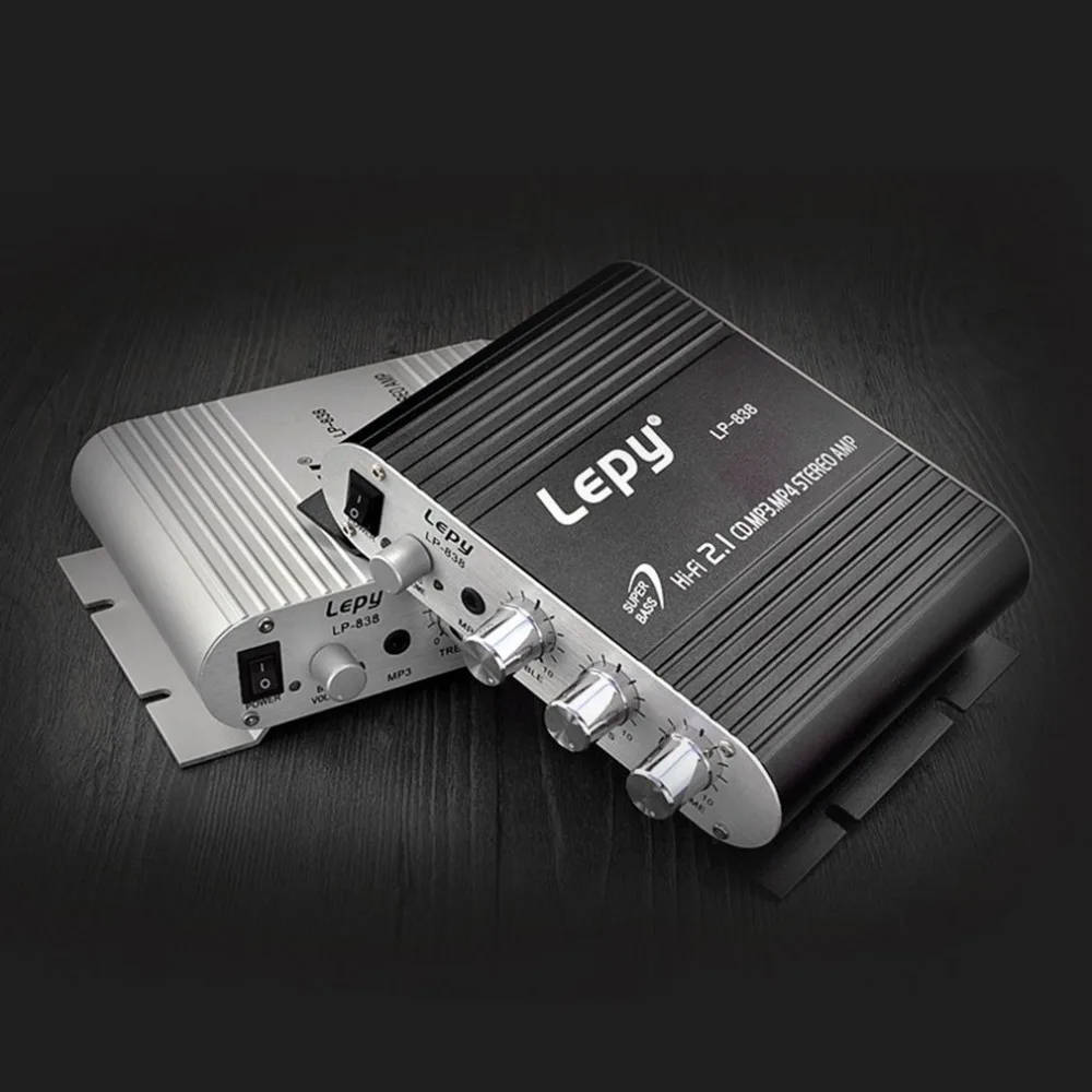 LP-838 портативный усилитель мощности Hi-Fi 2,1 MP3 радио аудио стерео бас динамик усилитель плеер для домашнего автомобиля Мотоцикл черный белый
