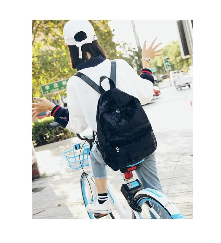 Модный бархатный женский рюкзак, Большая вместительная сумка для девочек-подростков, женский рюкзак, школьная сумка для хранения, Mochila KL257