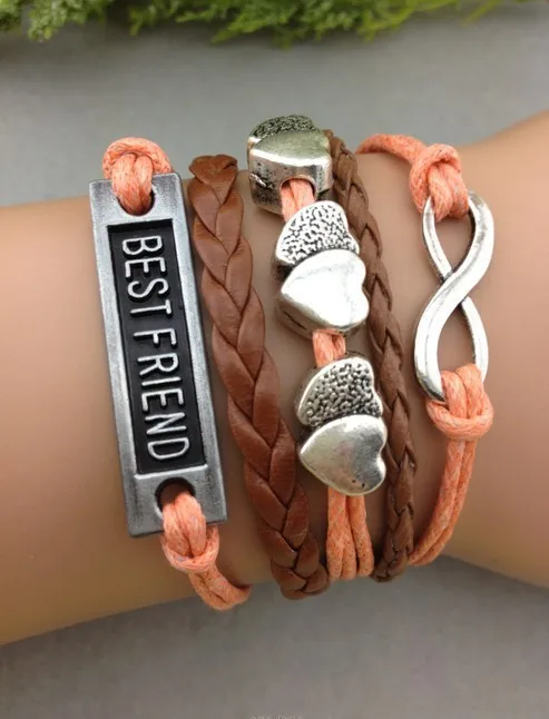 

1pc Infinity,rope heart & bestfriend Bracelet,charm bracelet--bridesmaid bracelet,1262 Mini order 10$
