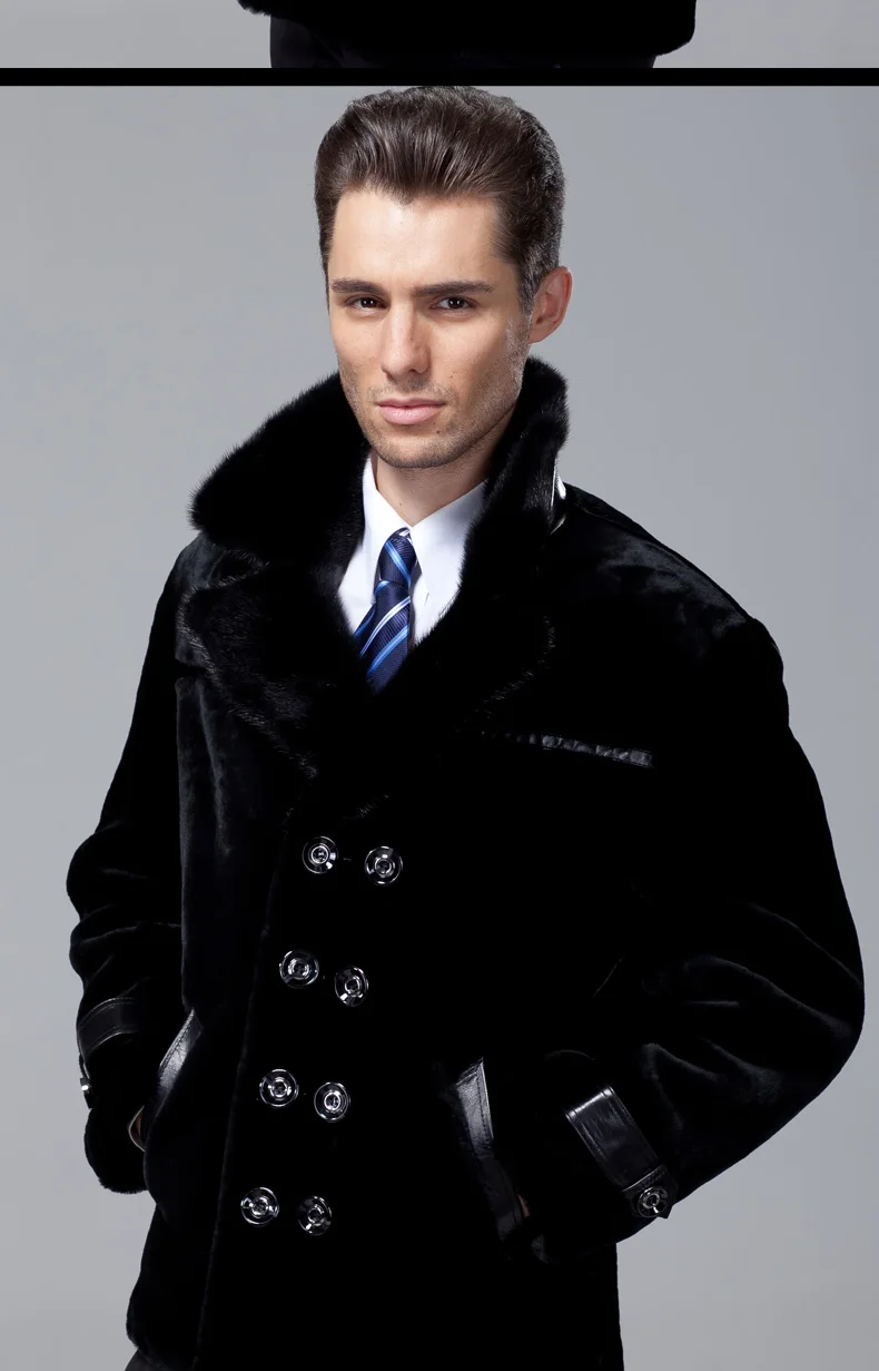 AYUNSUE натуральный мех пальто для мужчин натуральный овечий мех Дубленки зимняя куртка человек норки воротник S15Z009 KJ862